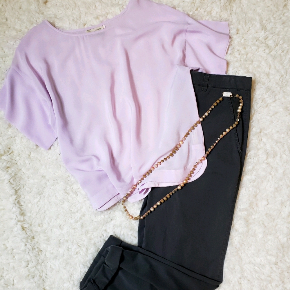 Anthropologie silk drop shoulder top. - Picture 3 of 6